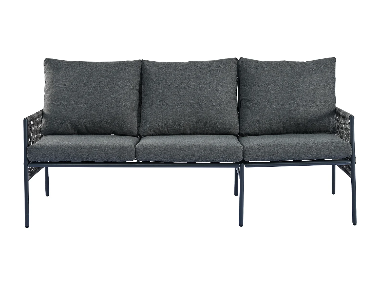 Tuinmeubelset, 7 zits, 1 salontafel, rotan PE, gehard glas (houtstructuur), verwijderbare en afwasbare zitkussens, grijs