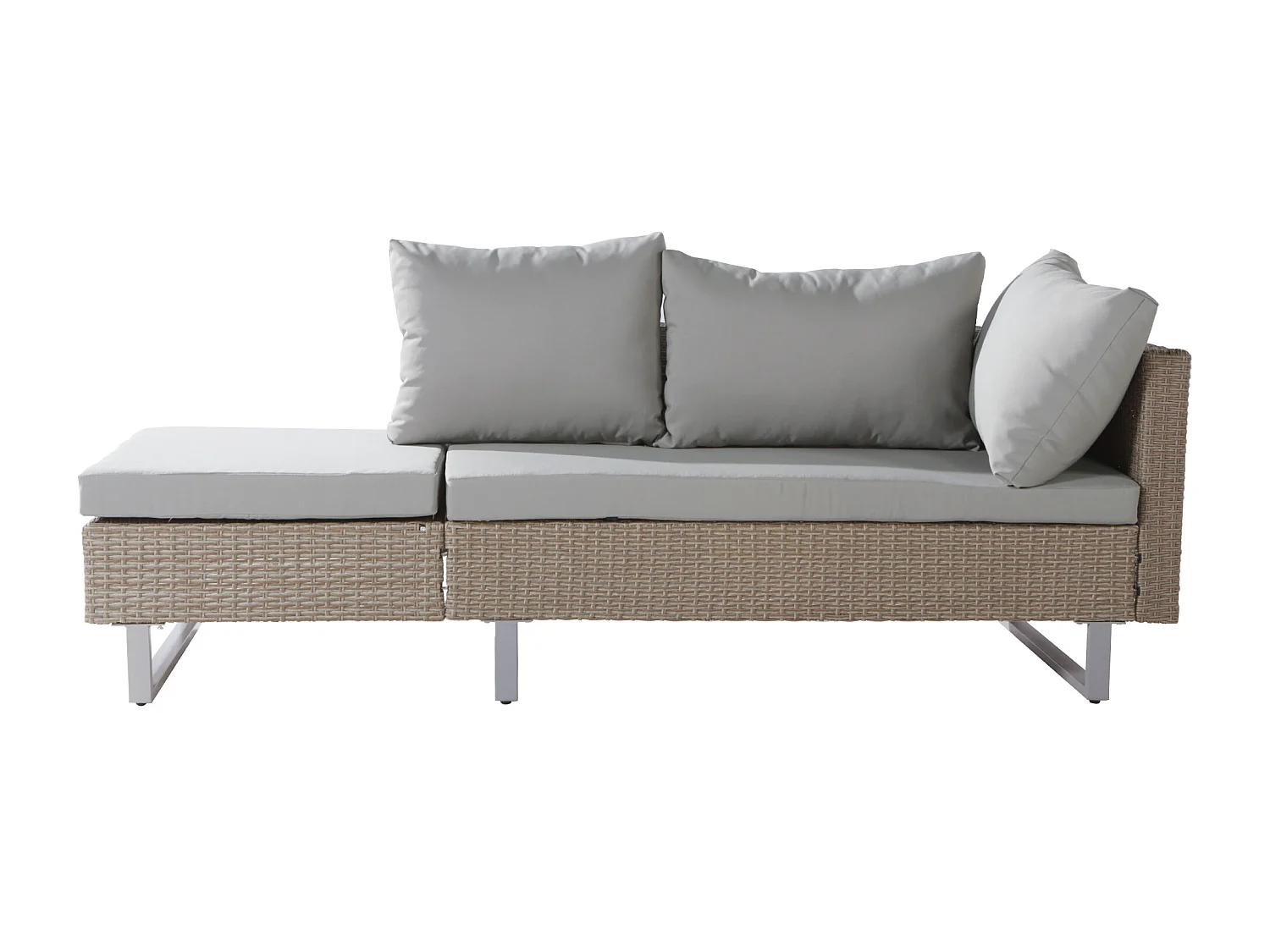 Ensemble de jardin avec canapé d'angle, table et coussins pour 4-5 personnes, déhoussable, couleur kaki