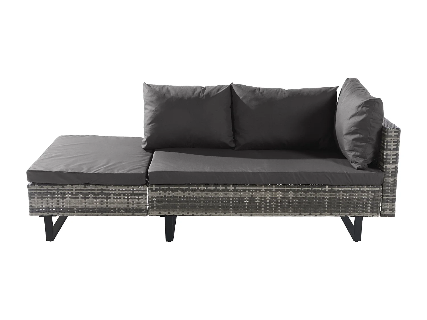 Ensemble de jardin avec canapé d'angle, table et coussins pour 4-5 personnes, déhoussable,Gris