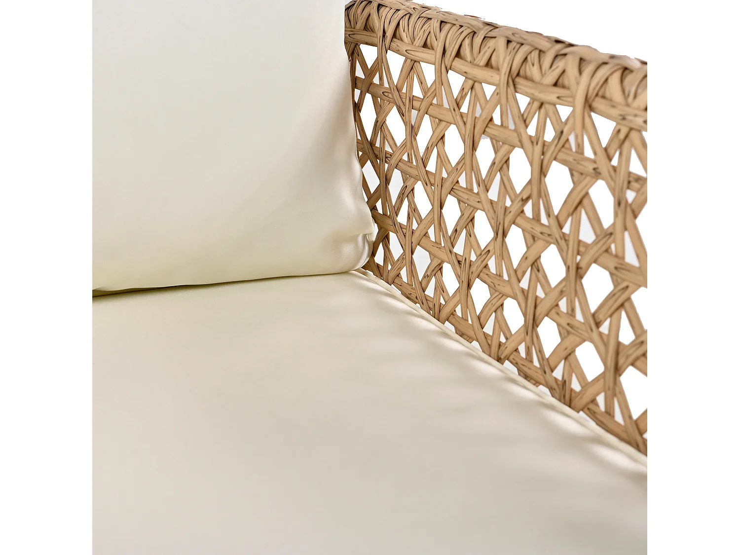 Balançoire suspendue en rotin PE, avec coussin et 2 chaînes, sans cadre, coussin amovible et lavable, beige