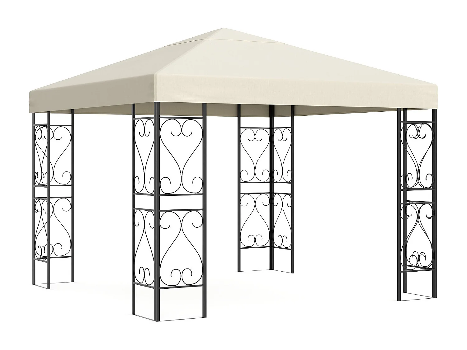 Tonnelle de jardin en métal façon fer forgé - 9 m² - Noir - FIDALA