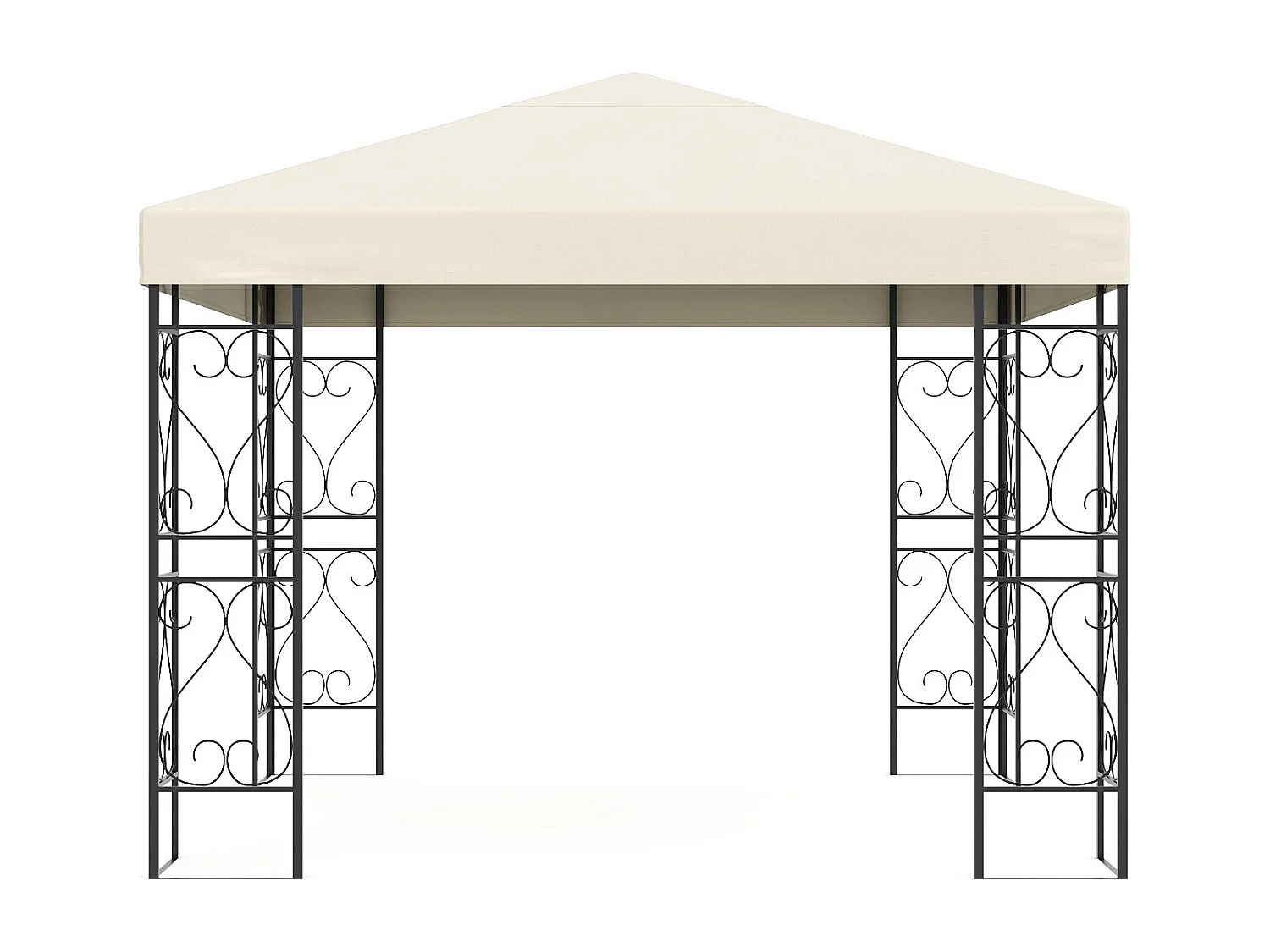 Tonnelle de jardin en métal façon fer forgé - 9 m² - Noir - FIDALA