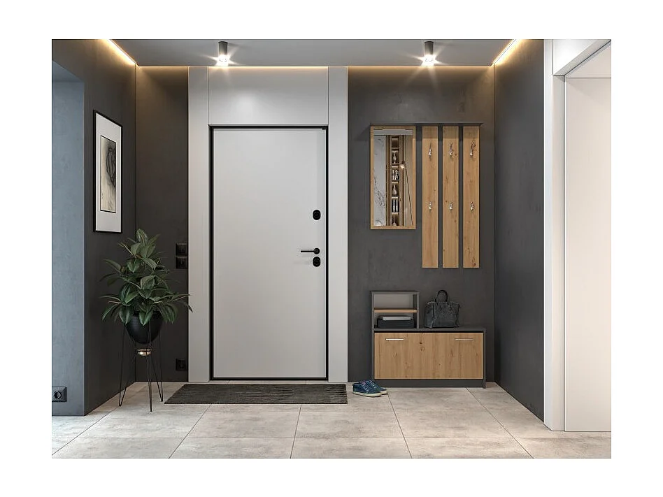 Garderoba Vera | Antracyt/Dąb Artisan| 85x24x180 cm| Wieszak, Lustro, Szafka na Obuwie