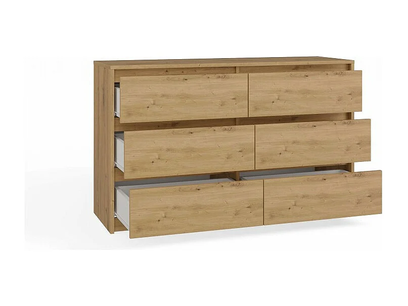 Komoda Karo K120 | Dąb Artisan | 120x40x73.5 cm | 6 Szuflad