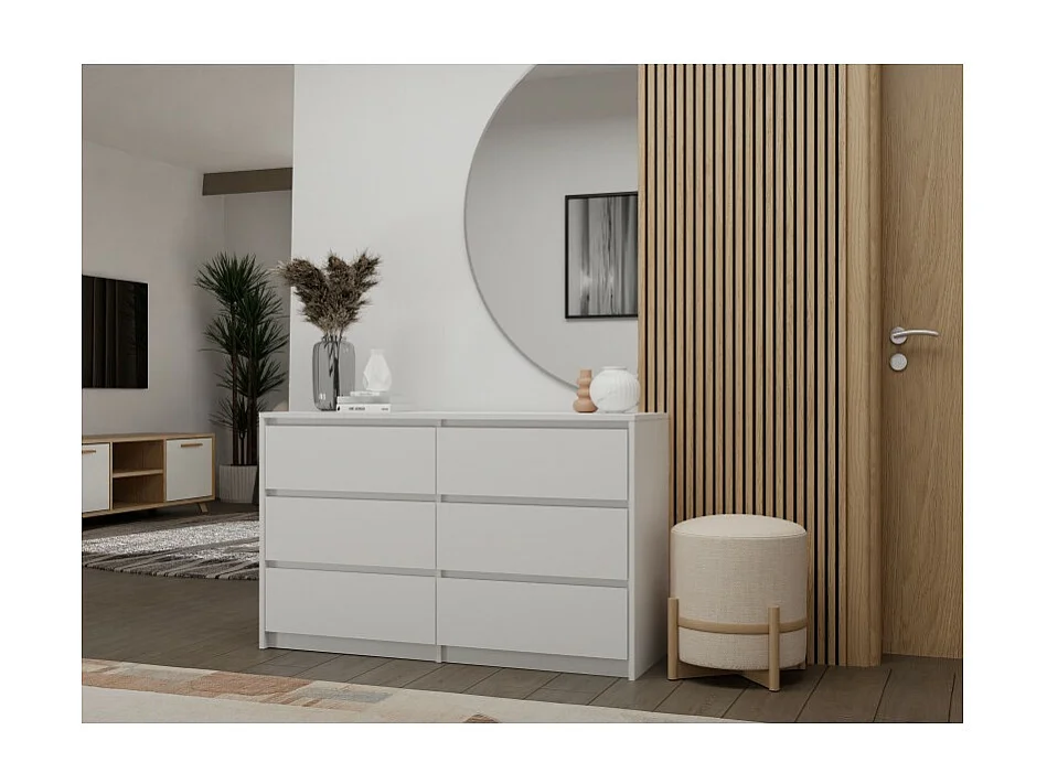 Komoda Karo K120 | Biała | 120x40x73.5 cm | 6 Szuflad