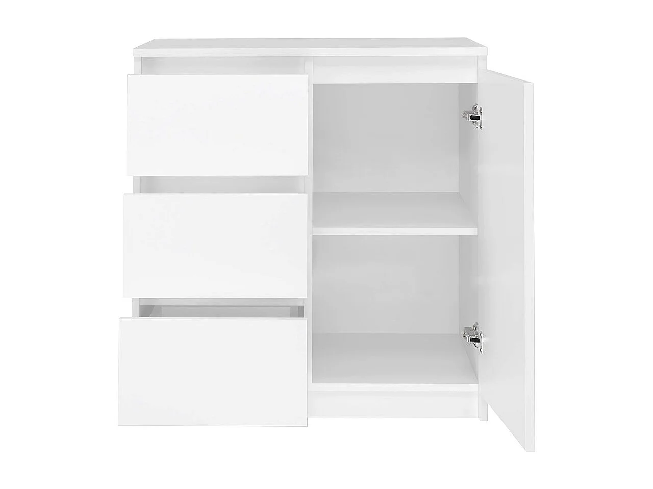 Komoda Malwa 1D3S |  Biała | 80x40x75 cm | 3 Szuflady, 1 Drzwi