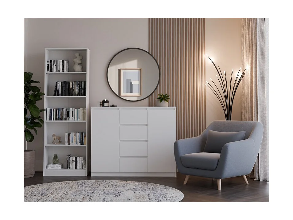 Komoda Malwa 2D4S | Biała  | 120x40x97 cm | 2 Drzwi, 4 Szuflady
