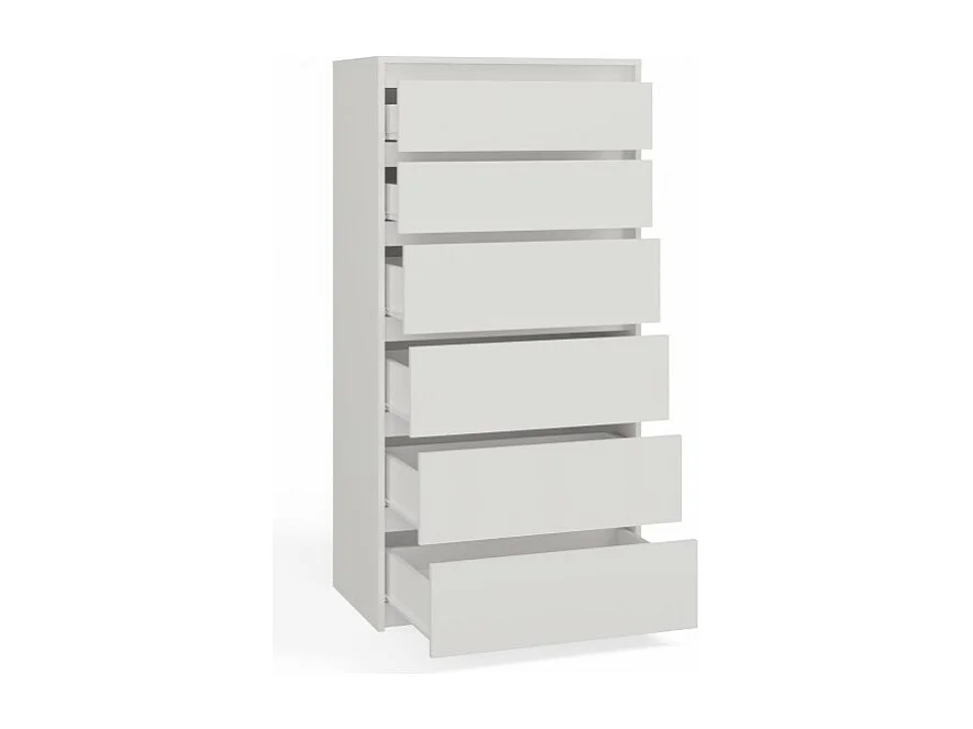 Komoda Karo K6 | Biała  | 70x43x139 cm |  6 szuflad