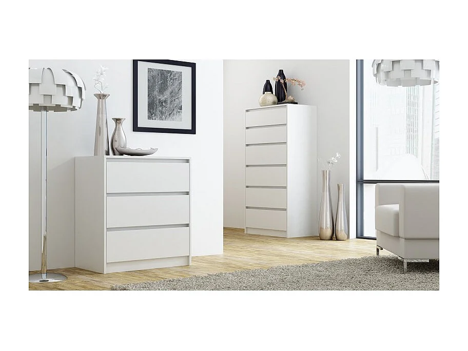Komoda Karo K6 | Biała  | 70x43x139 cm |  6 szuflad