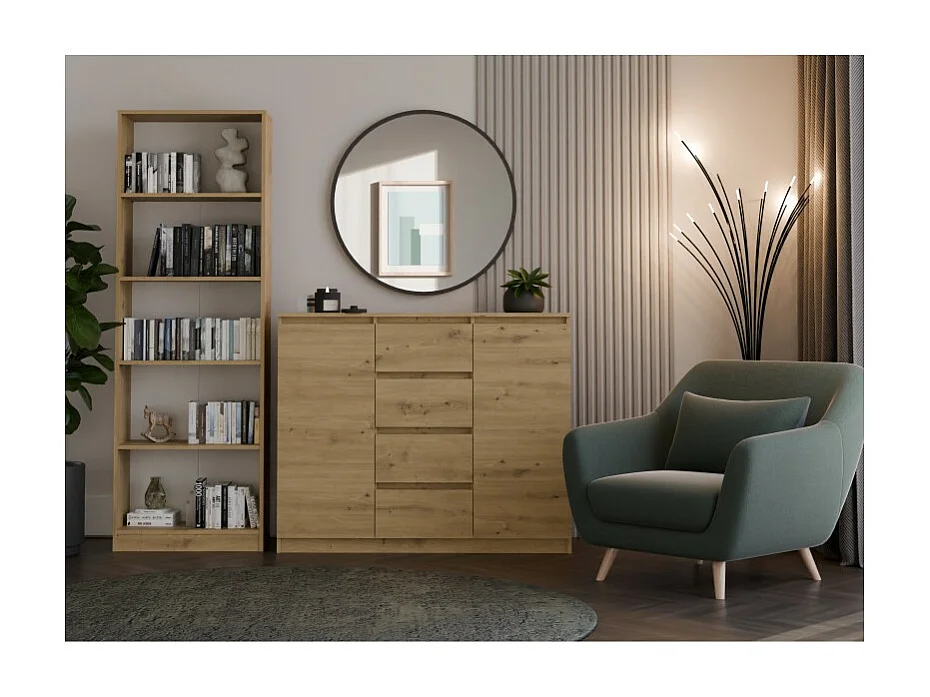 Komoda Malwa 2D4S |  Dąb Artisan| 120x40x97 cm | 2 Drzwi, 4 Szuflady