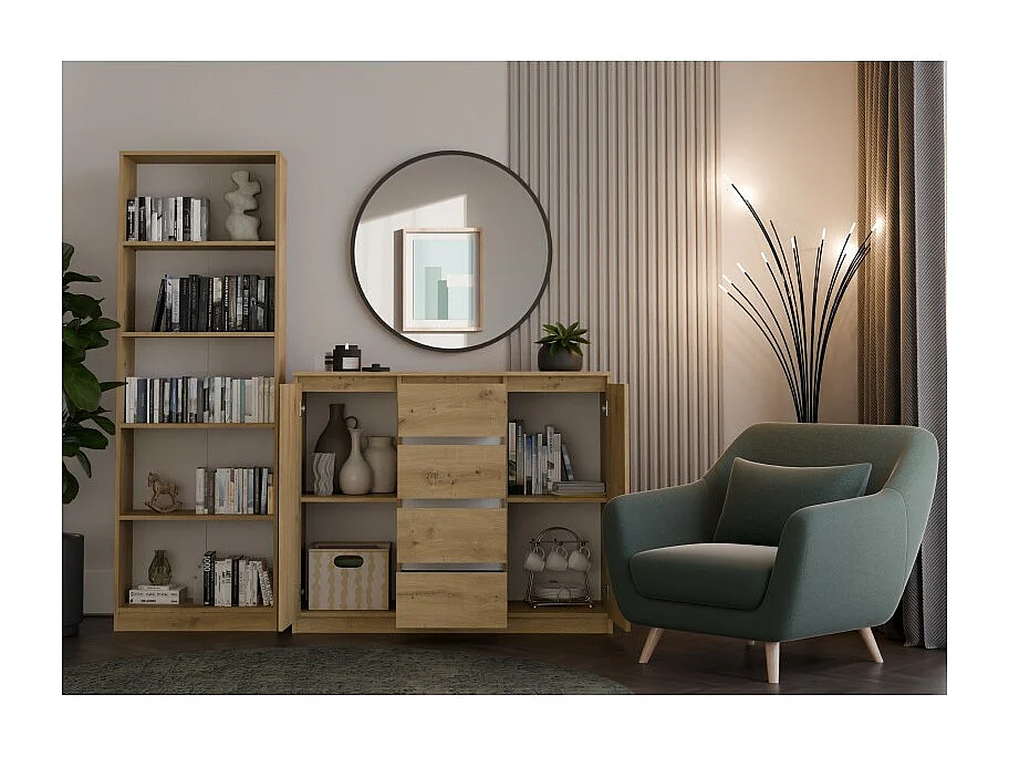 Komoda Malwa 2D4S |  Dąb Artisan| 120x40x97 cm | 2 Drzwi, 4 Szuflady