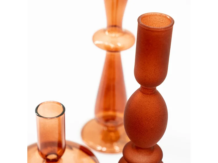 Kerzenständer-Set Aurora - Braun - Drei Größen für Vielseitigkeit