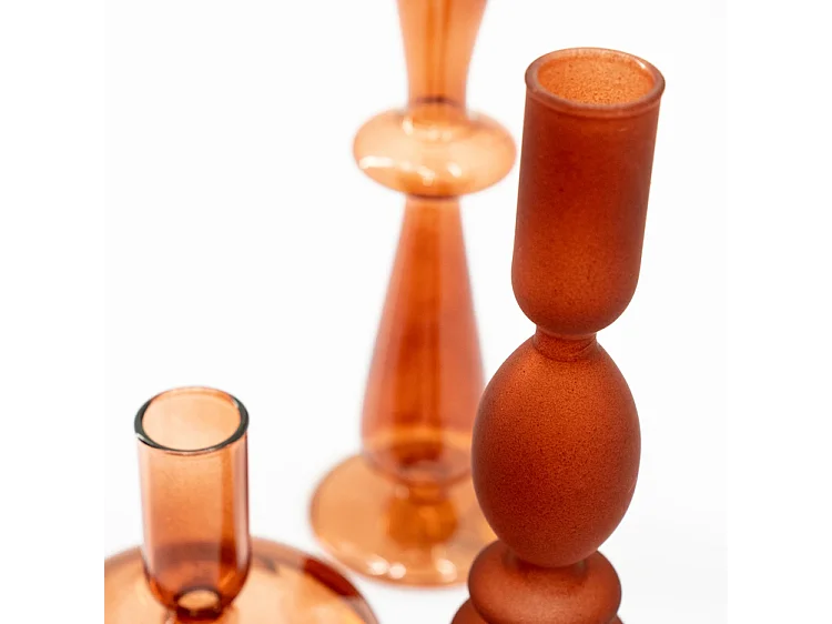 Kerzenständer-Set Aurora - Braun - Drei Größen für Vielseitigkeit