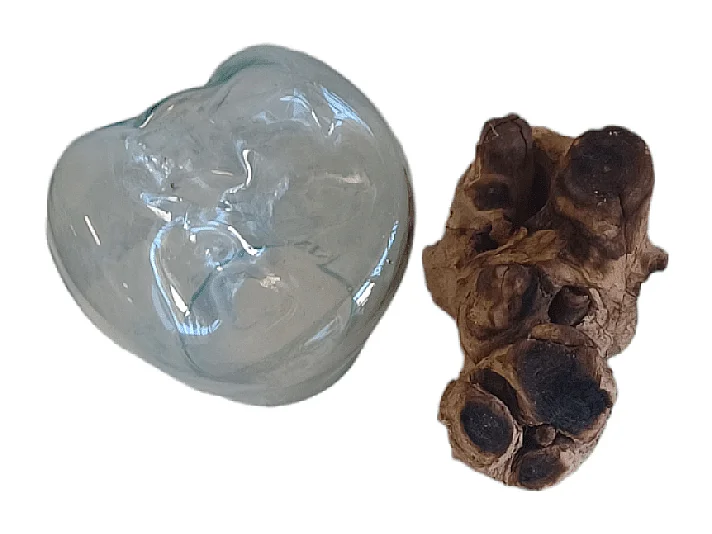 Vaas Viskom - Glas op Teakhout - Handgemaakt Small