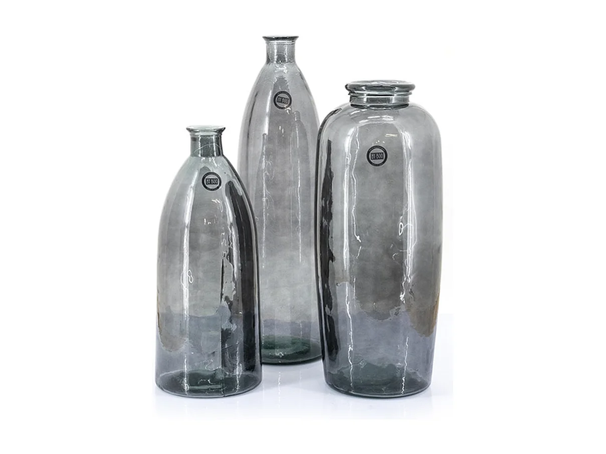 Vase Cadiz - Verre Gris 28x71 cm - Design Élégant