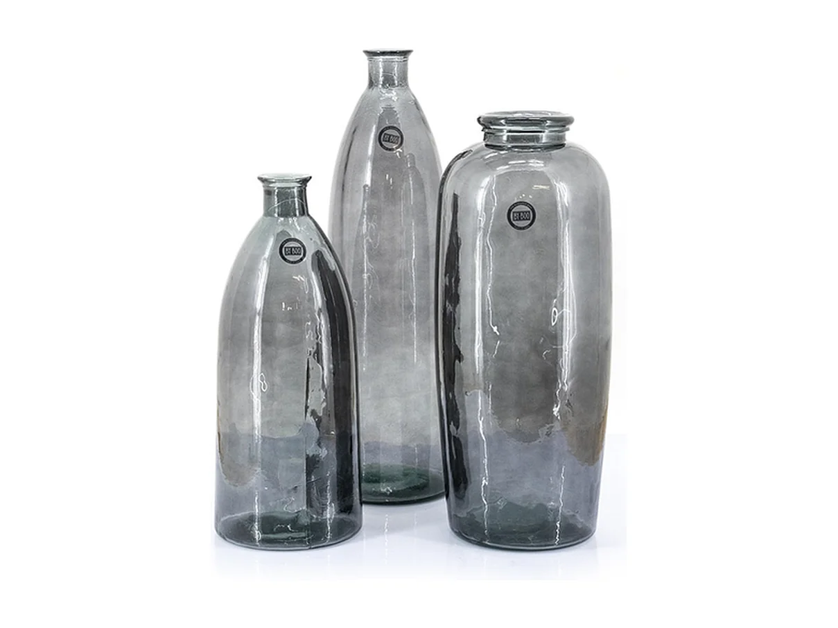 Vase Cadiz - Verre Gris 28x71 cm - Design Élégant