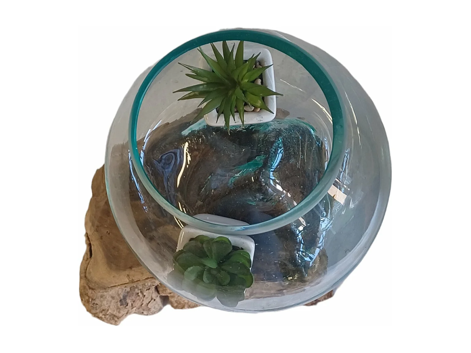 Vase Fishbowl Large - Verre et Teck - Fait main