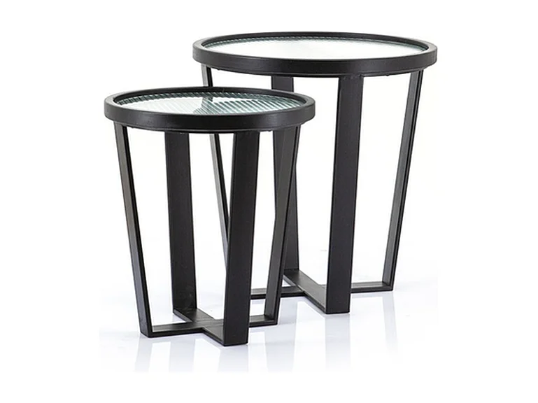 Couchtisch-Set Furnilux - Holz Metall Schwarz - Kleines 2er-Set