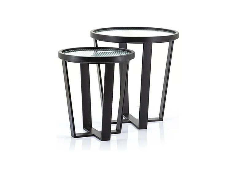 Table Basse Furnilux Loup - Bois Métal Noir - Lot de 2 - Petite Taille