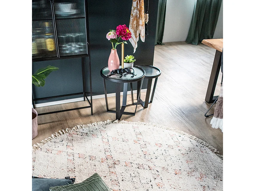 Table Basse Furnilux Loup - Bois Métal Noir - Lot de 2 - Petite Taille