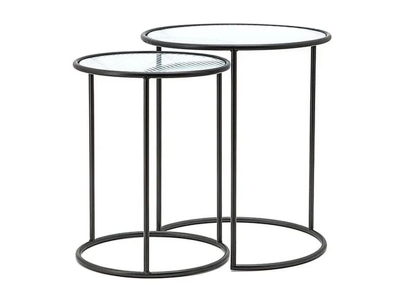 Tables basses By-Boo Nova - Noir et bois - Lot de 2