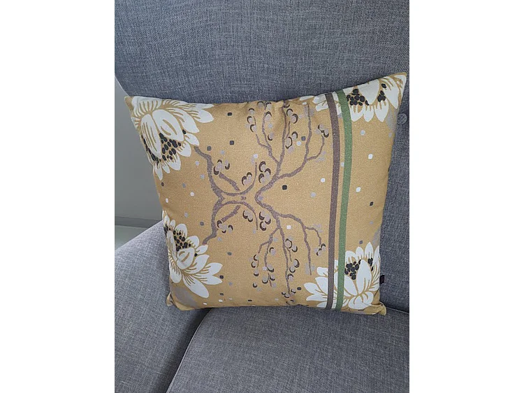 Coussins décoratifs Furnilux - 45x45 cm - Motif floral ocre jaune blanc vert