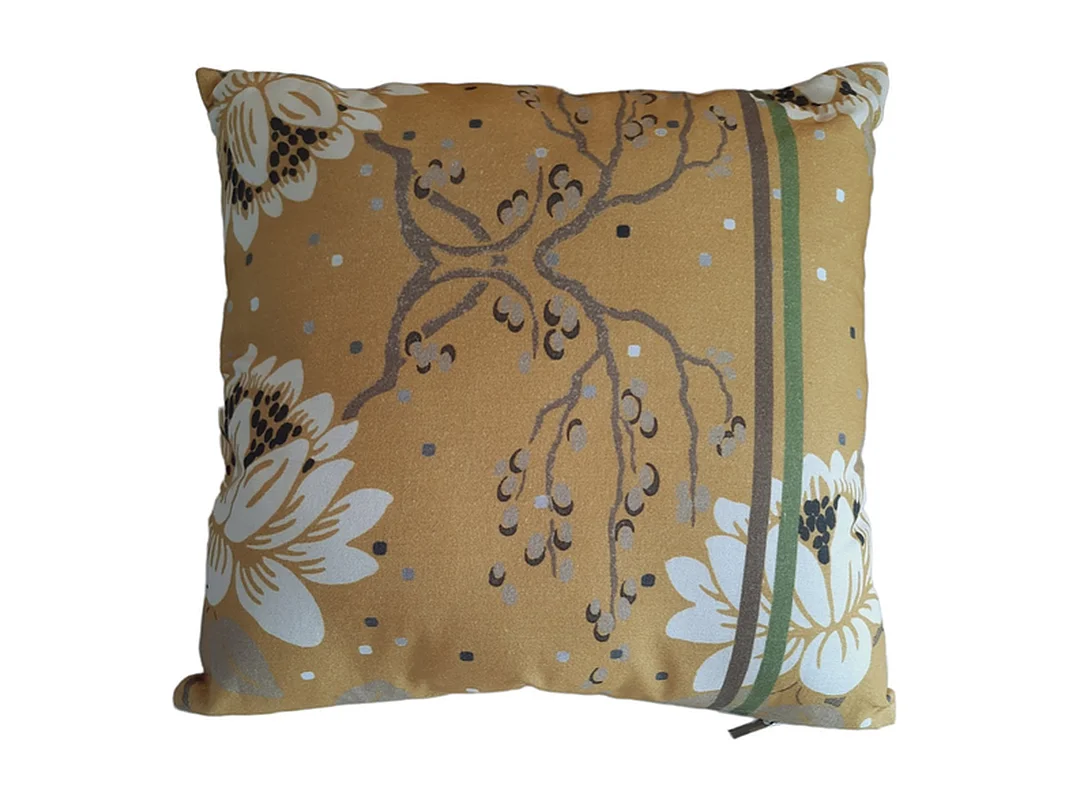 Coussins décoratifs Furnilux - 45x45 cm - Motif floral ocre jaune blanc vert