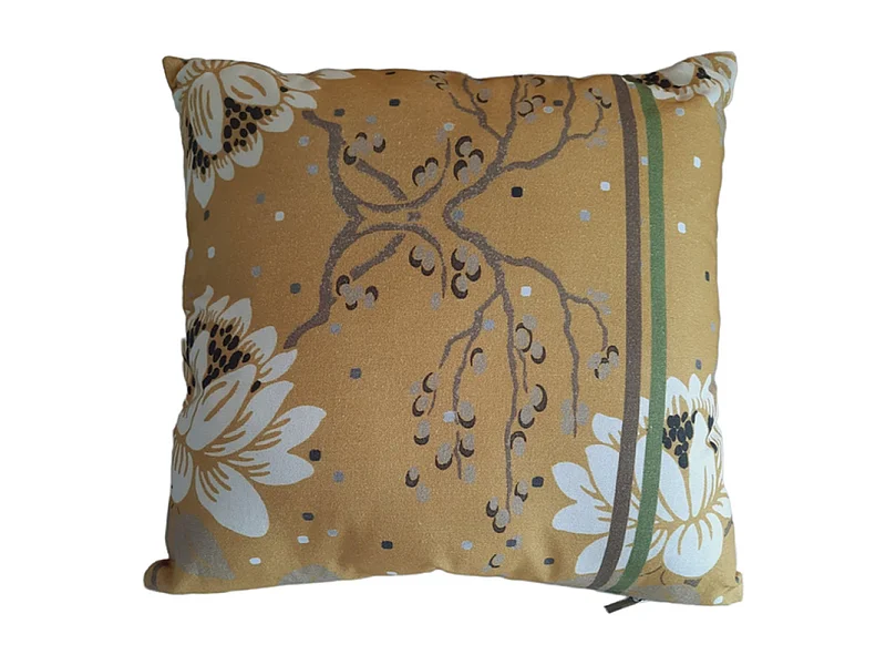 Coussins décoratifs Furnilux - 45x45 cm - Motif floral ocre jaune blanc vert