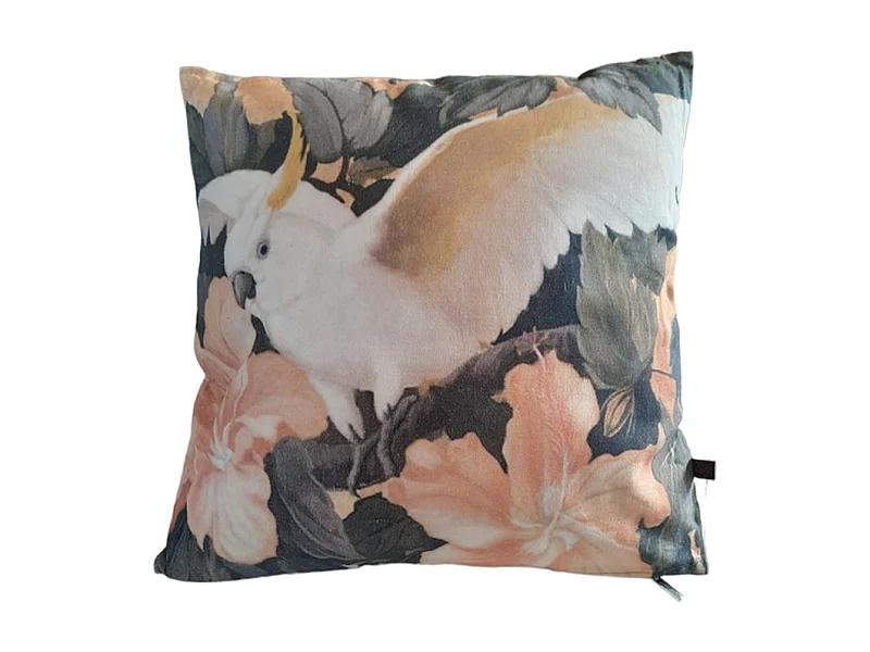 Zierkissen Furnilux - 45x45 cm - Tripple Bird Design Schwarz Grau Rosa - 2er Set