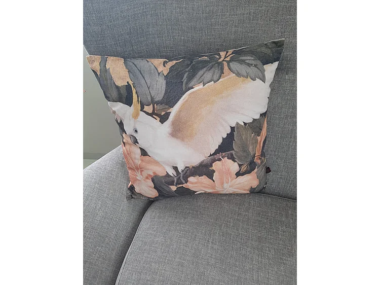 Zierkissen Furnilux - 45x45 cm - Tripple Bird Design Schwarz Grau Rosa - 2er Set