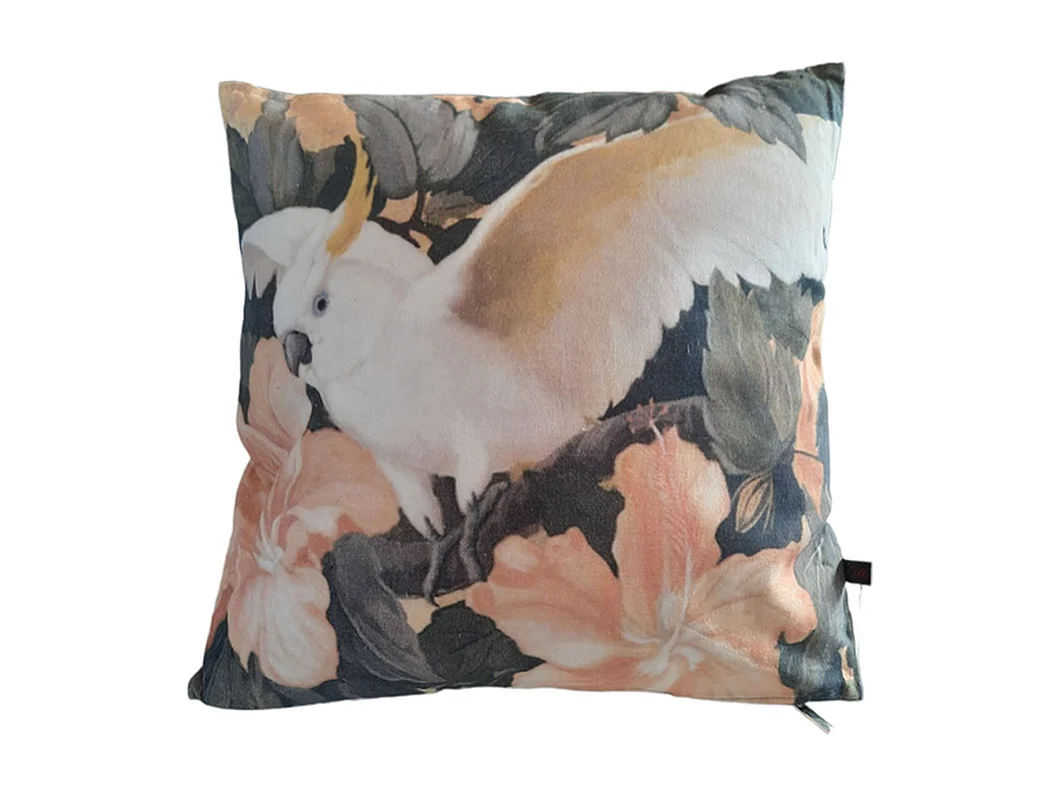 Coussins Furnilux - 45x45 cm - Design oiseaux triplés Noir Gris Rose