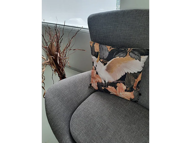 Coussins Furnilux - 45x45 cm - Design oiseaux triplés Noir Gris Rose