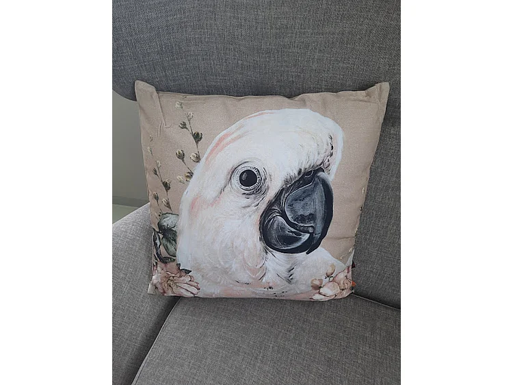 Coussins décoratifs Furnilux - 45x45 cm - Perroquet Sjakie Beige/Blanc/Rose