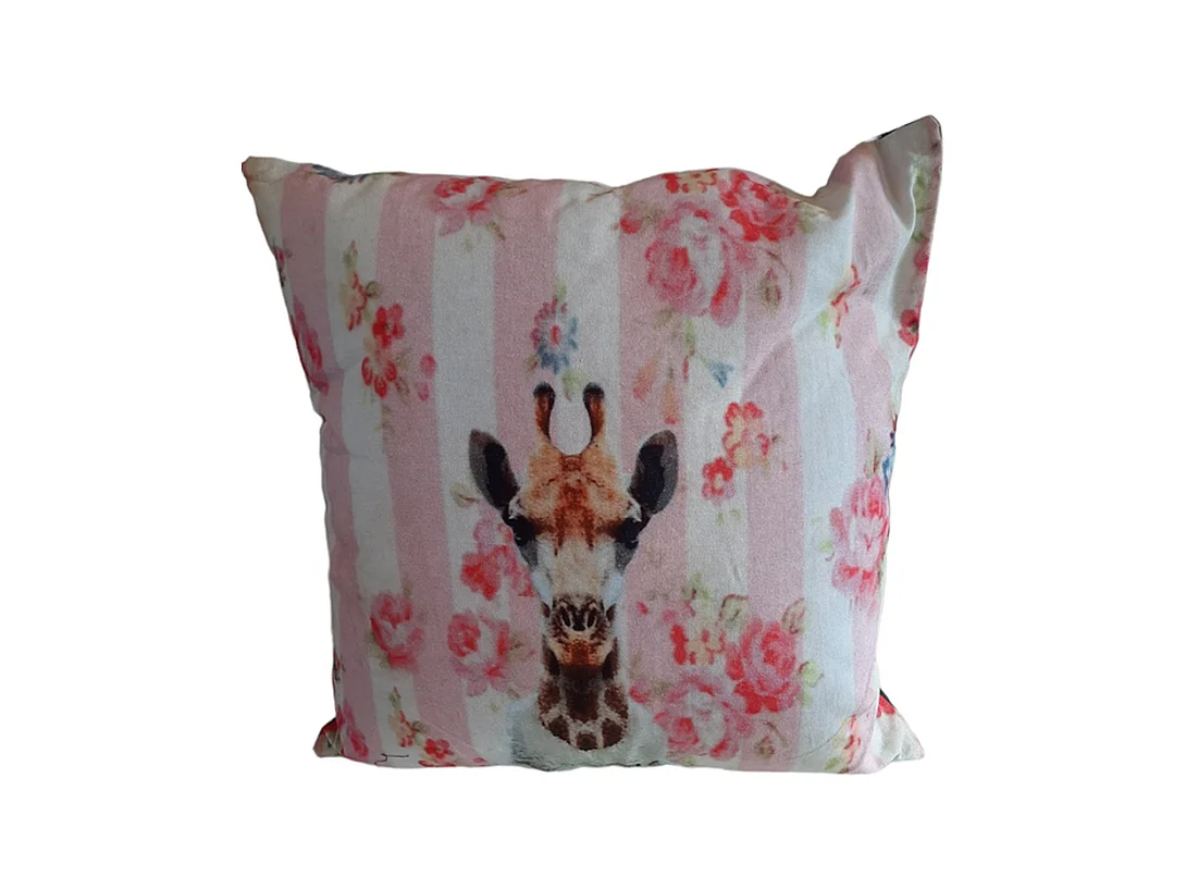 Dekorative Kissen Furnilux - Rosa Giraffe Druck 45x45 cm - 2er Set