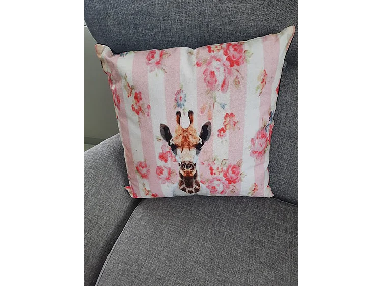 Sierkussens Furnilux - Roze Girafprint 45x45 cm - Set van 2