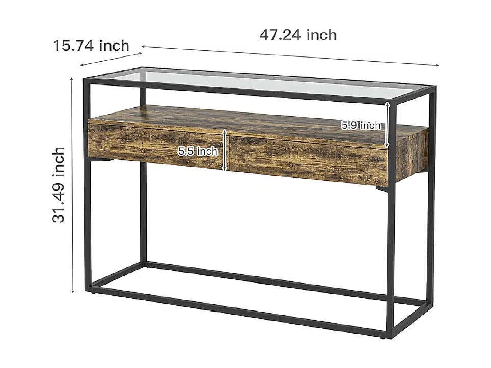 Table d'appoint Echo - verre - 120x40x80