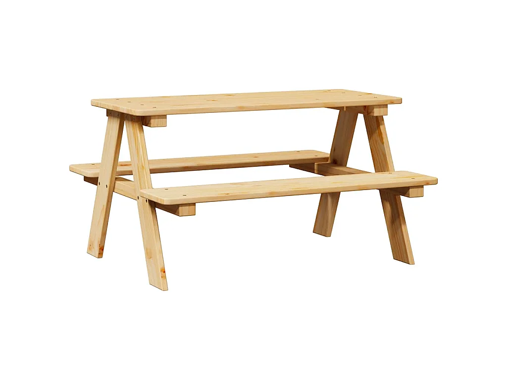 Kindertafel met banken 90x79,5x50 cm massief hout