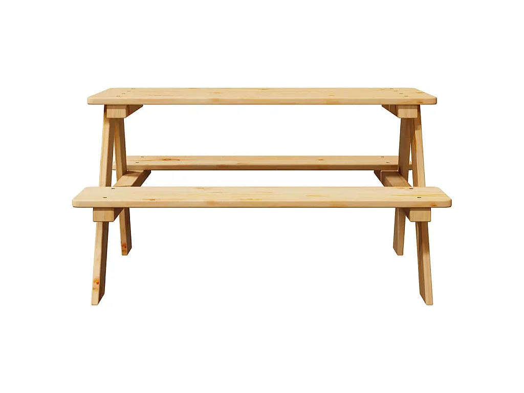 Kindertafel met banken 90x79,5x50 cm massief hout