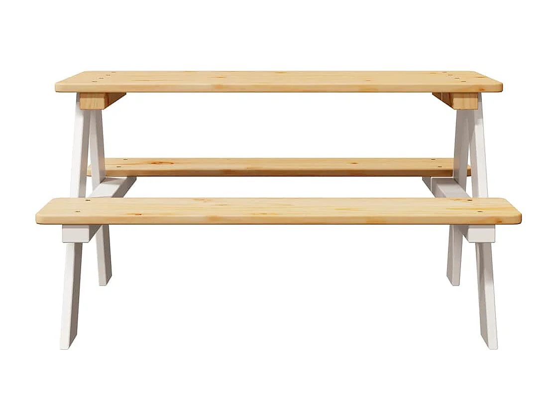 Table et bancs pour enfants IRUN blanc 90x79,5x50cm bois massif