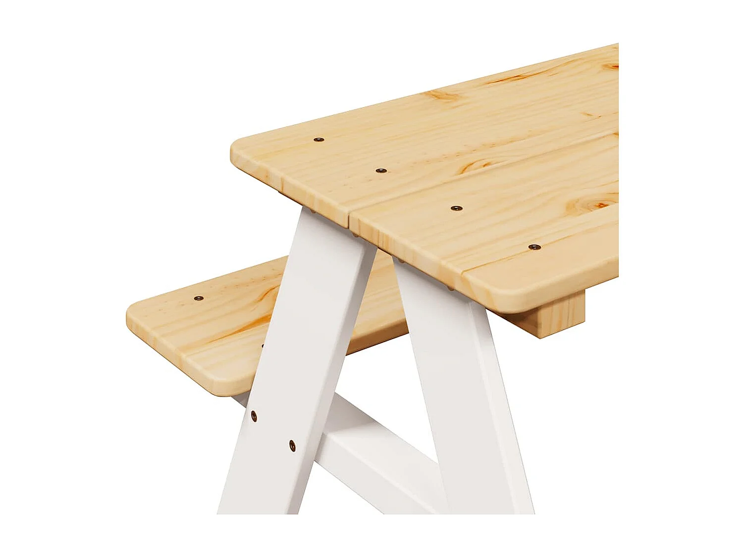Table et bancs pour enfants IRUN blanc 90x79,5x50cm bois massif
