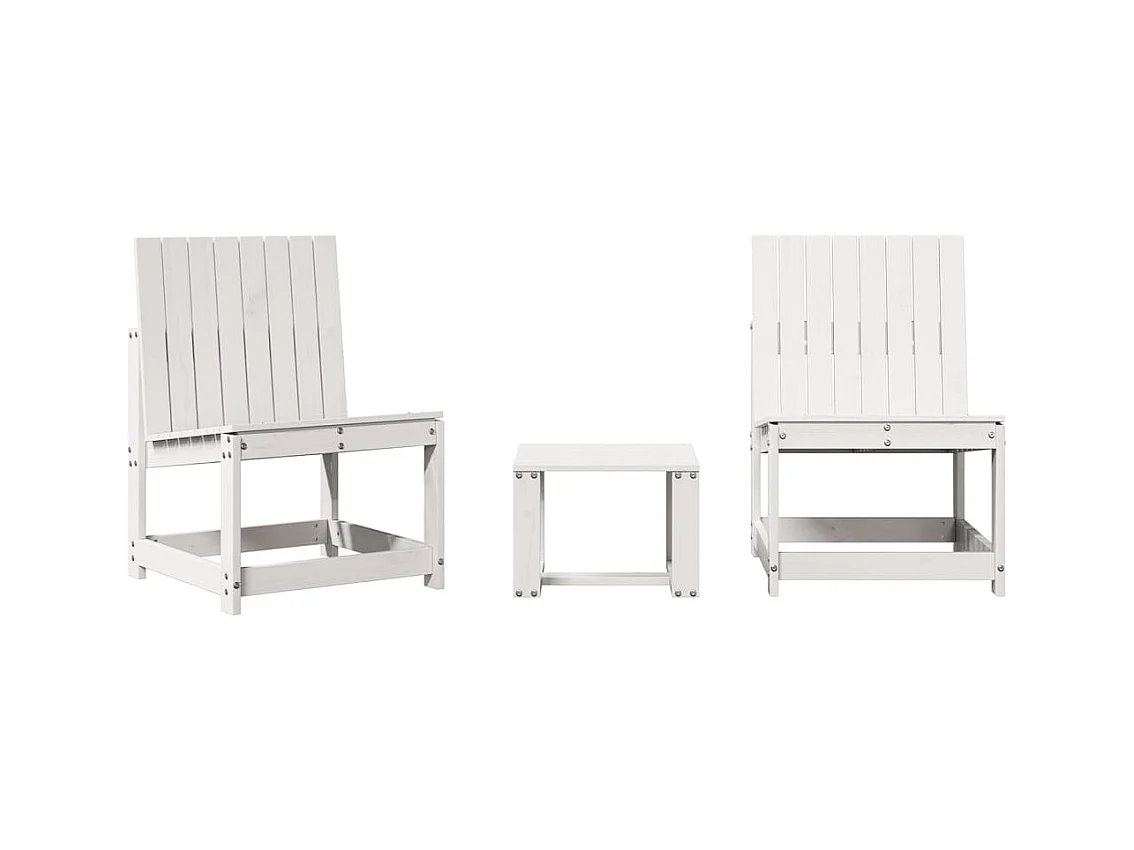 3-delige Loungeset massief grenenhout wit