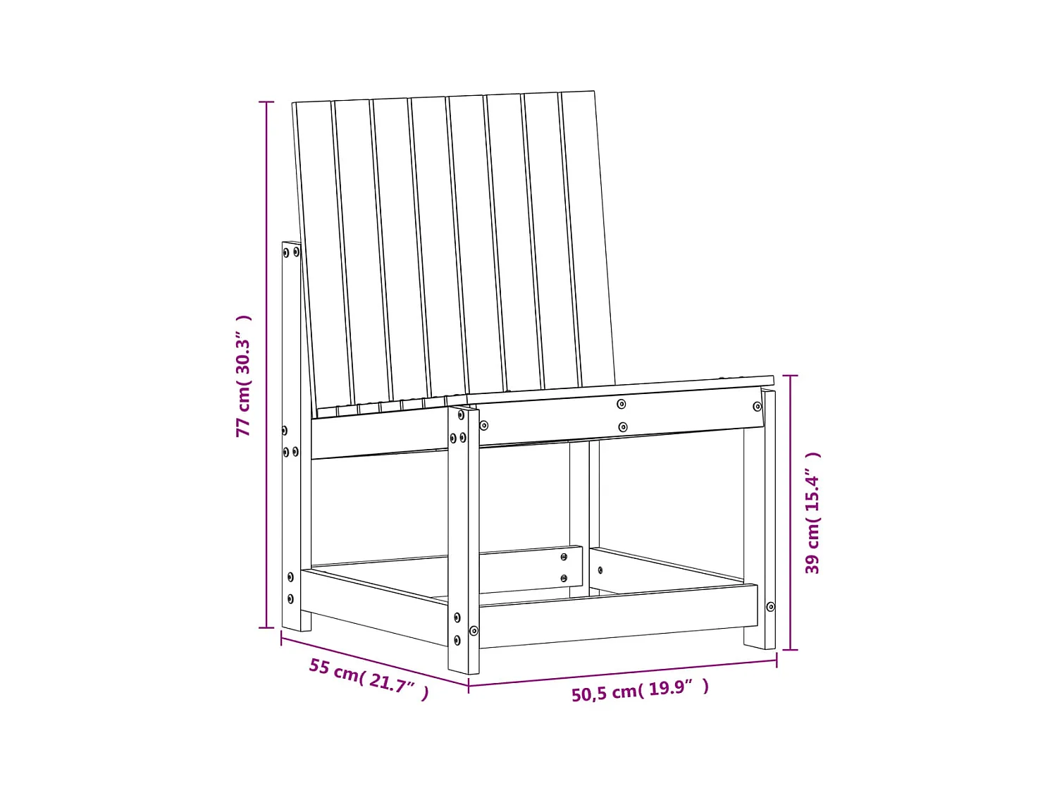 3-delige Loungeset massief grenenhout wit