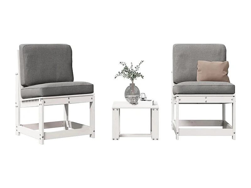 3-delige Loungeset massief grenenhout wit