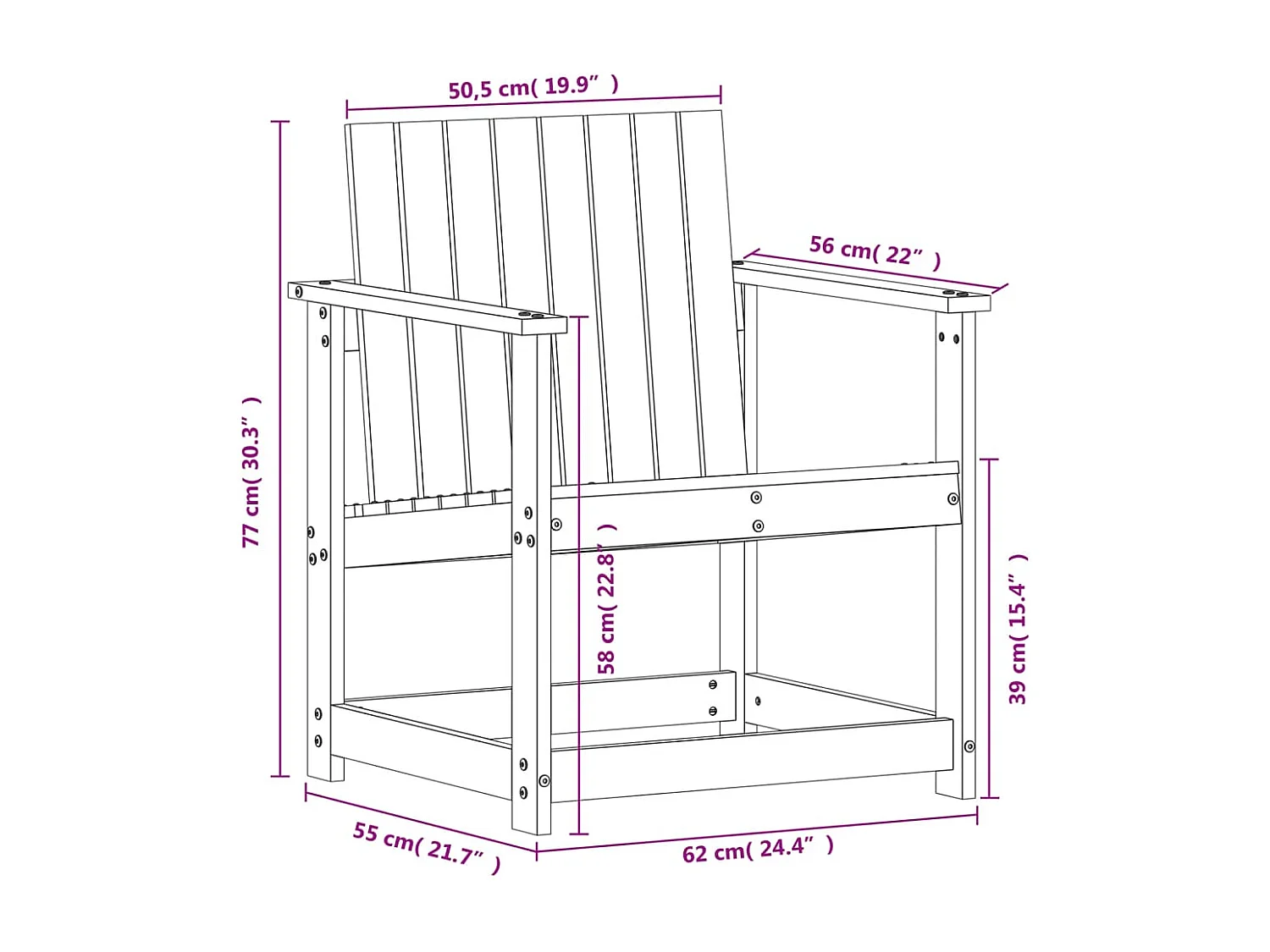 Salon de jardin 3 pcs bois massif de pin