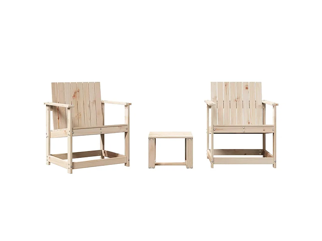 3-tlg. Garten-Lounge-Set Massivholz Kiefer