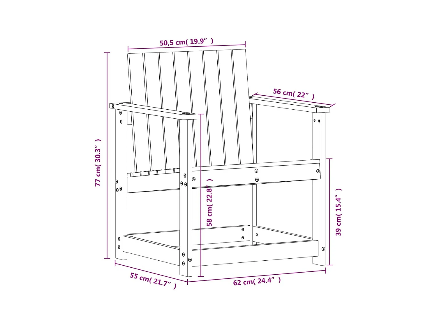 3-delige Loungeset massief grenenhout wit