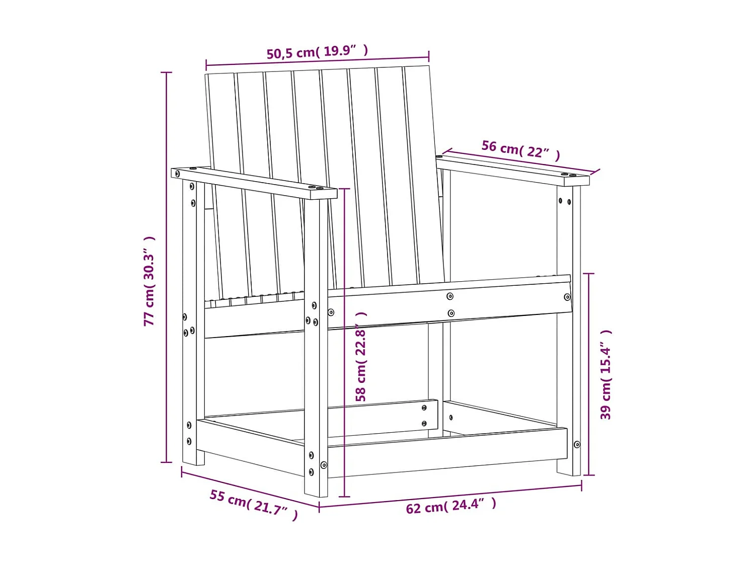 Salon de jardin 3 pcs bois massif douglas