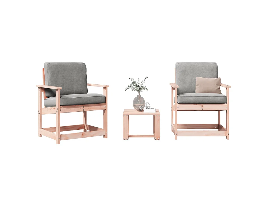 Salon de jardin 3 pcs bois massif douglas