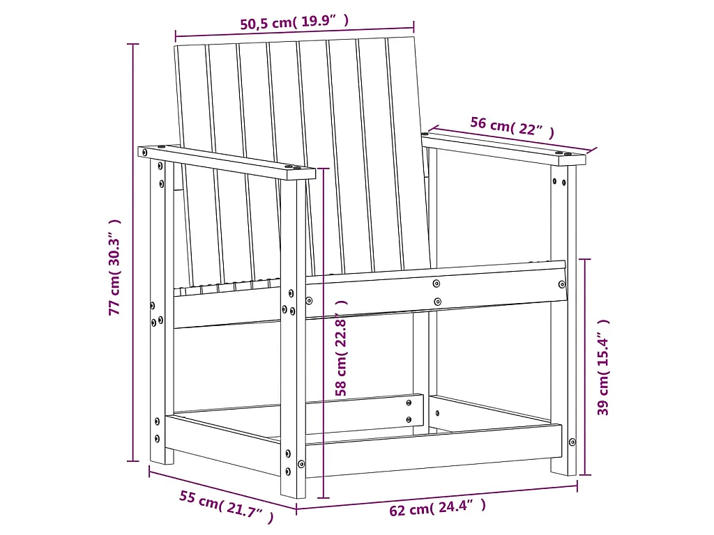 Salon de jardin 3 pcs bois massif douglas