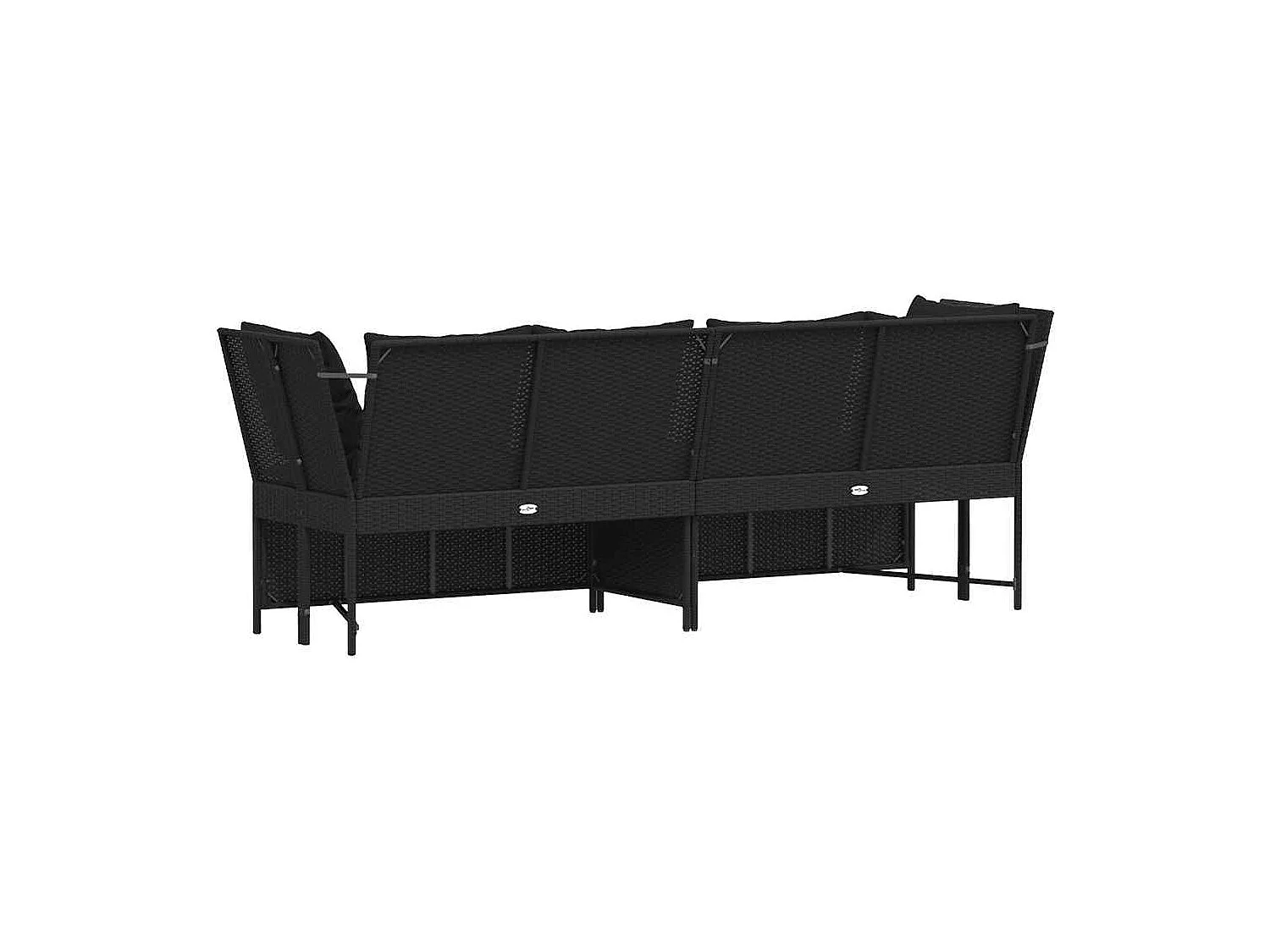 Gartensofa mit Kissen Schwarz Poly Rattan